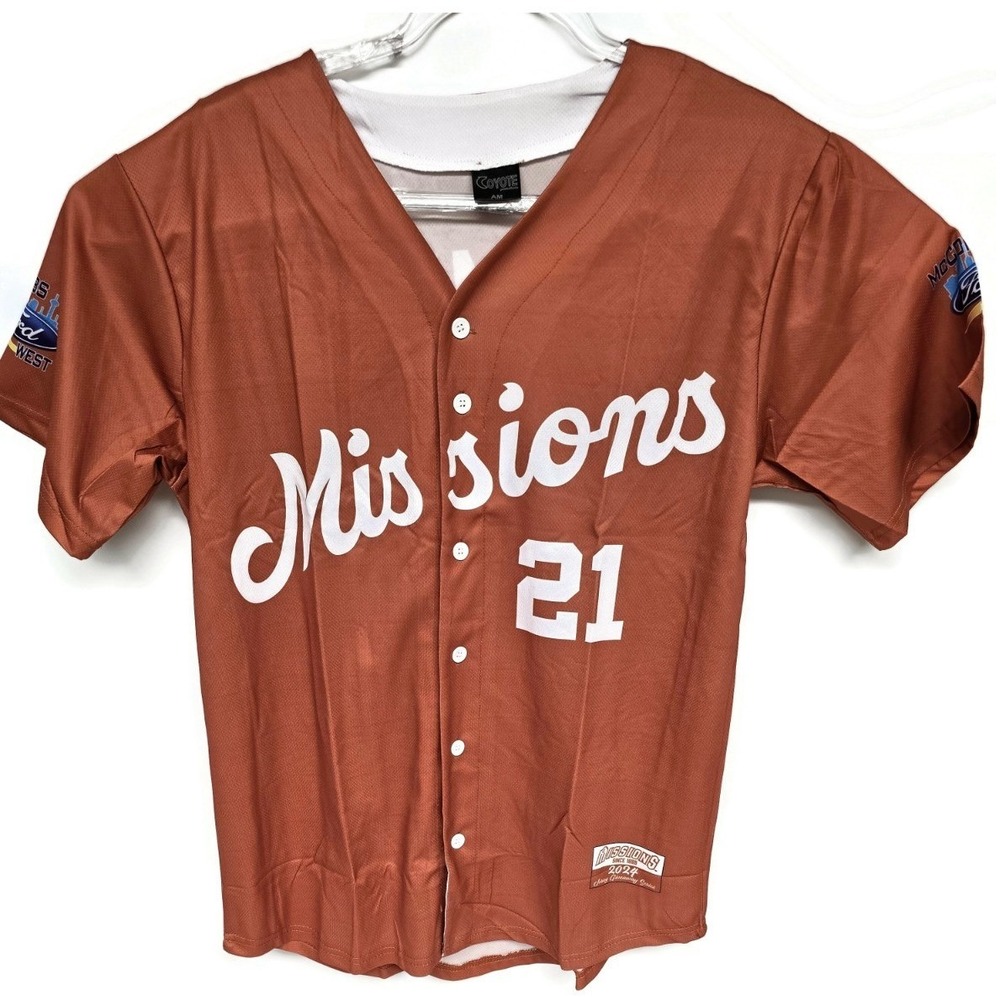 Coyote San Antonio Missions 2024 Giveaway Baseball Jersey Orange Adult Medium 21